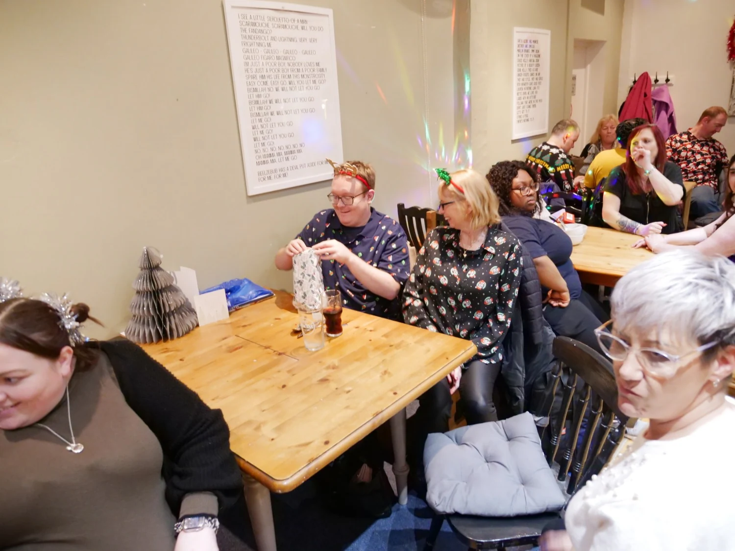 People sharing a table at a party